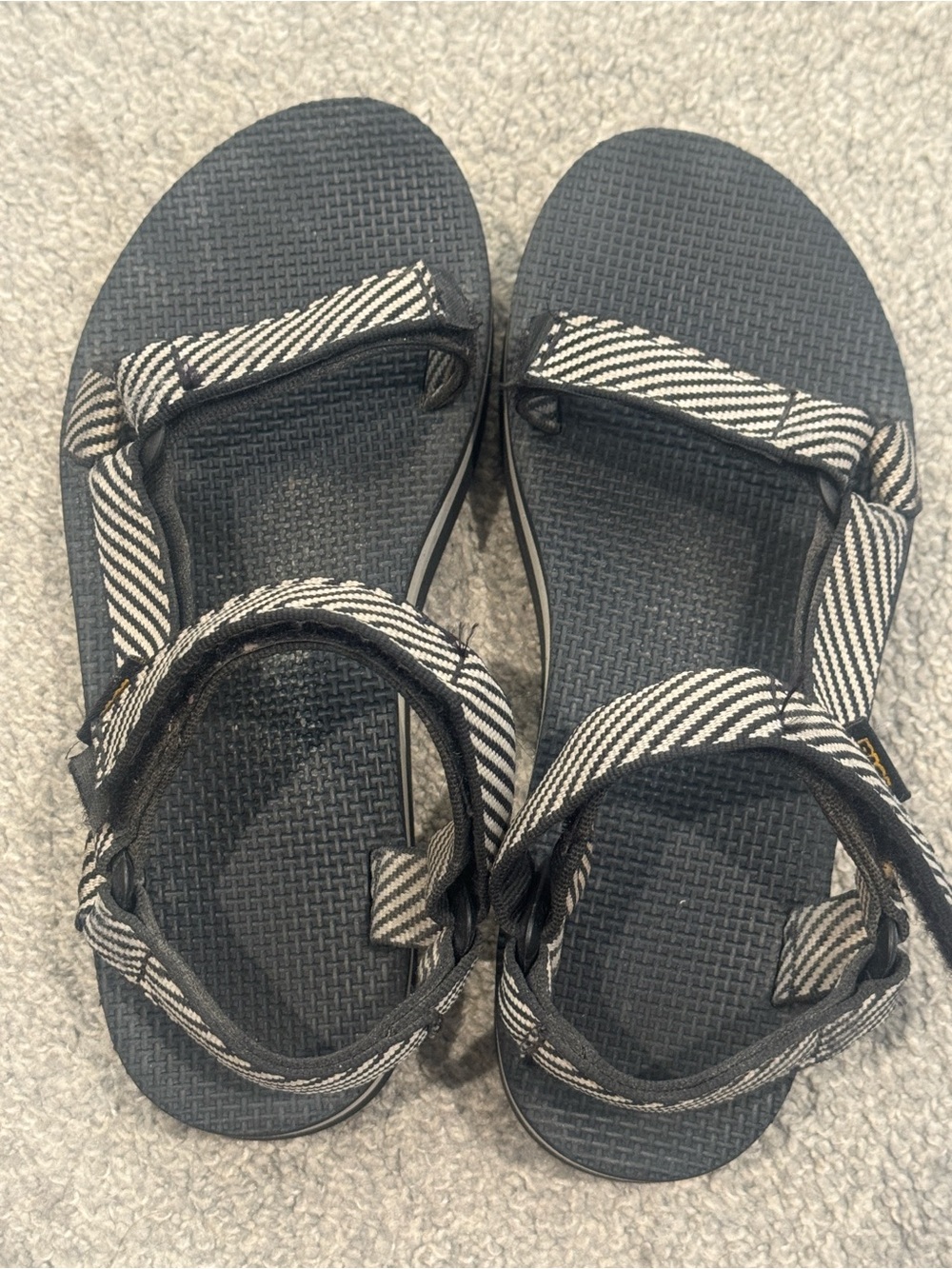 Teva Black and White Striped Flatform Sandals